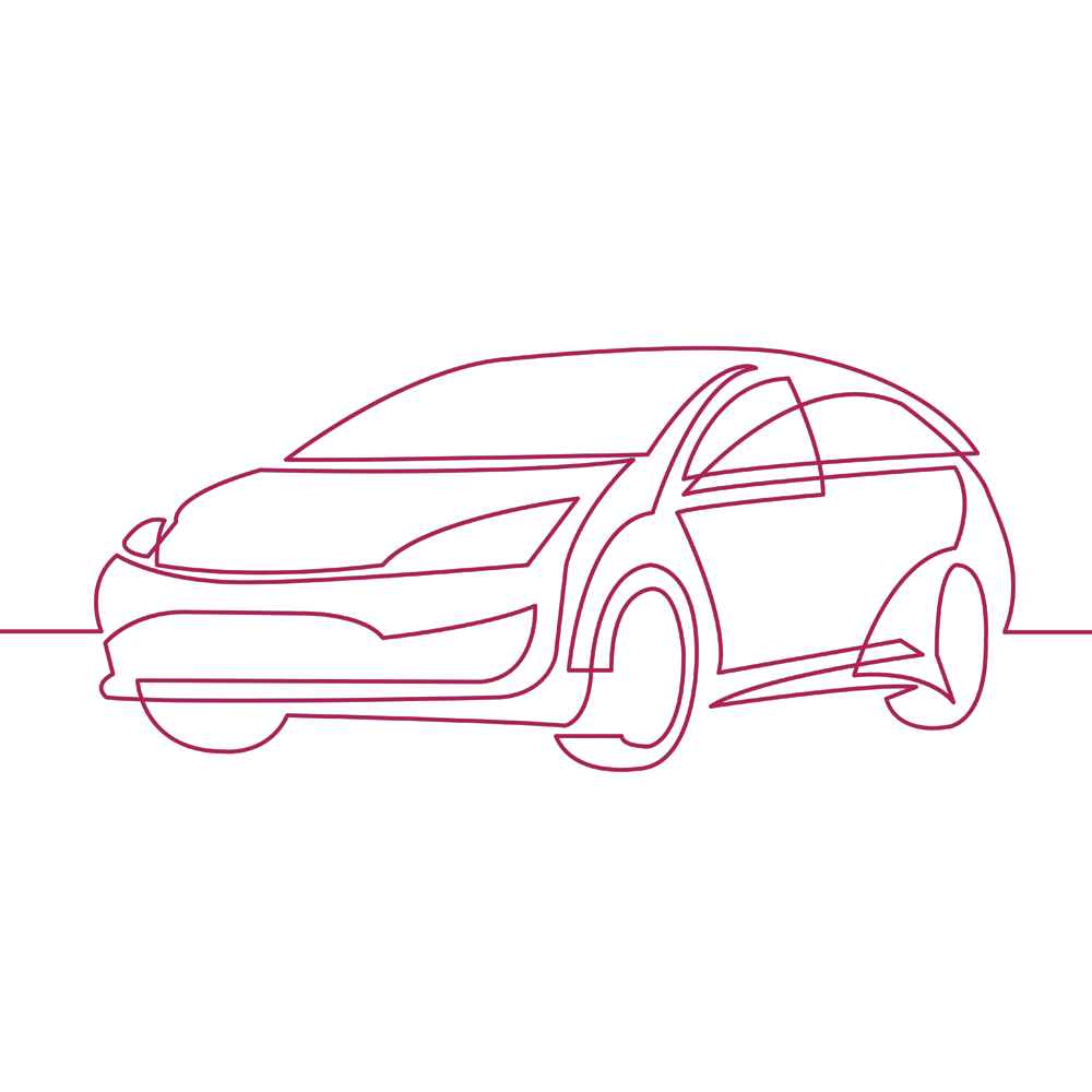Continuous line drawing of a car