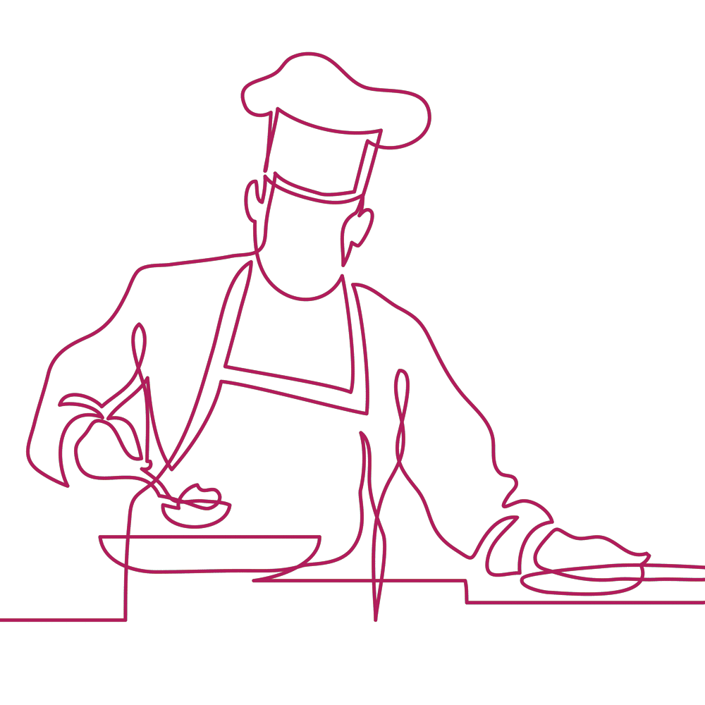 Continuous line drawing of a chef