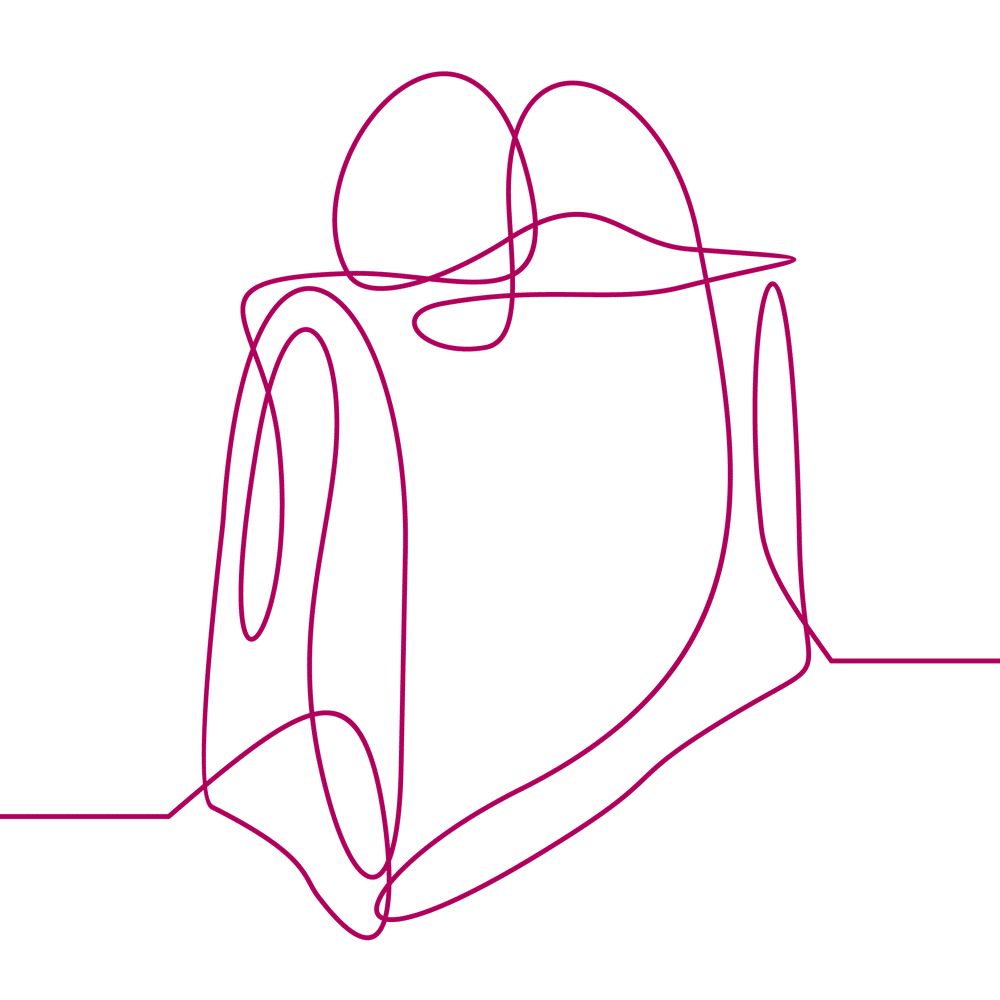 Continuous line drawing of a shopping bag